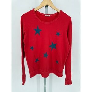 Sundry Red Star Print‎ Long Sleeve Sweatshirt Top Women's Made in USA